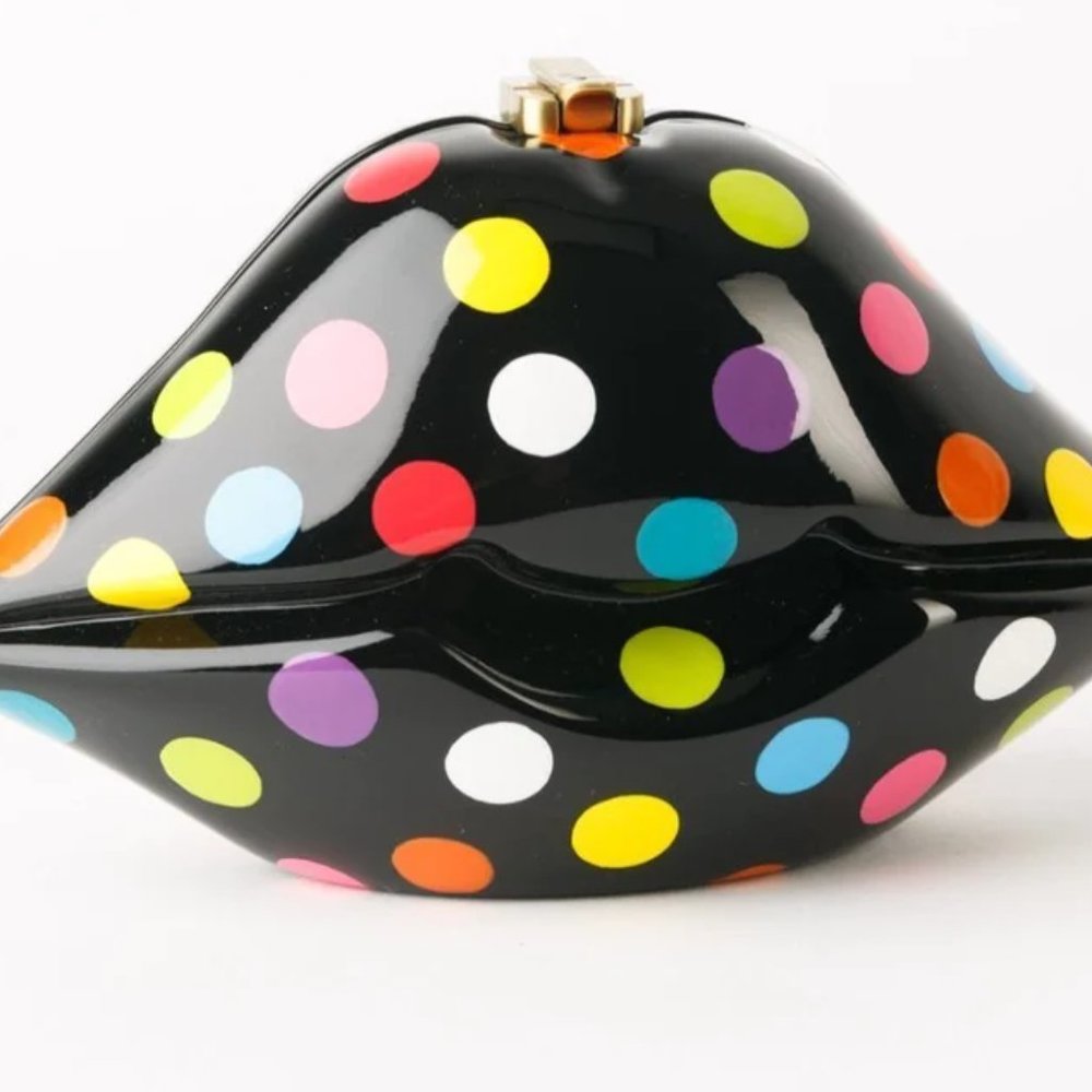 Gaga Lips Natural Wood Clutch Bag